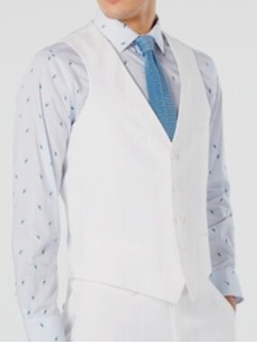 Bar III Men's Slim-Fit White 100% Linen Suit Vest - NWT